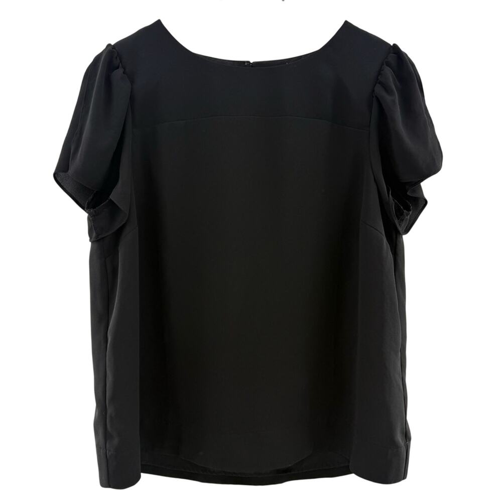 J. By J. Crew Tulip Sleeve Black Classic Blouse Fully Lined Size 10